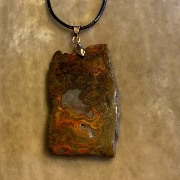 Natural Zhanguo Warring States Red Agate Slab Pendant & Black Cord Neckl… - Picture 6 of 8